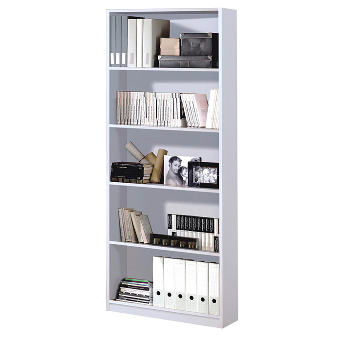Arctic White High Shine Five Shelf Bookshelf